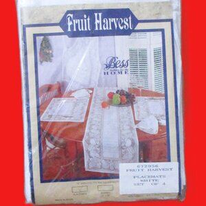 Bess Fruit Harvest White Lace Place Mats Set Of 4 Polyester Cotton